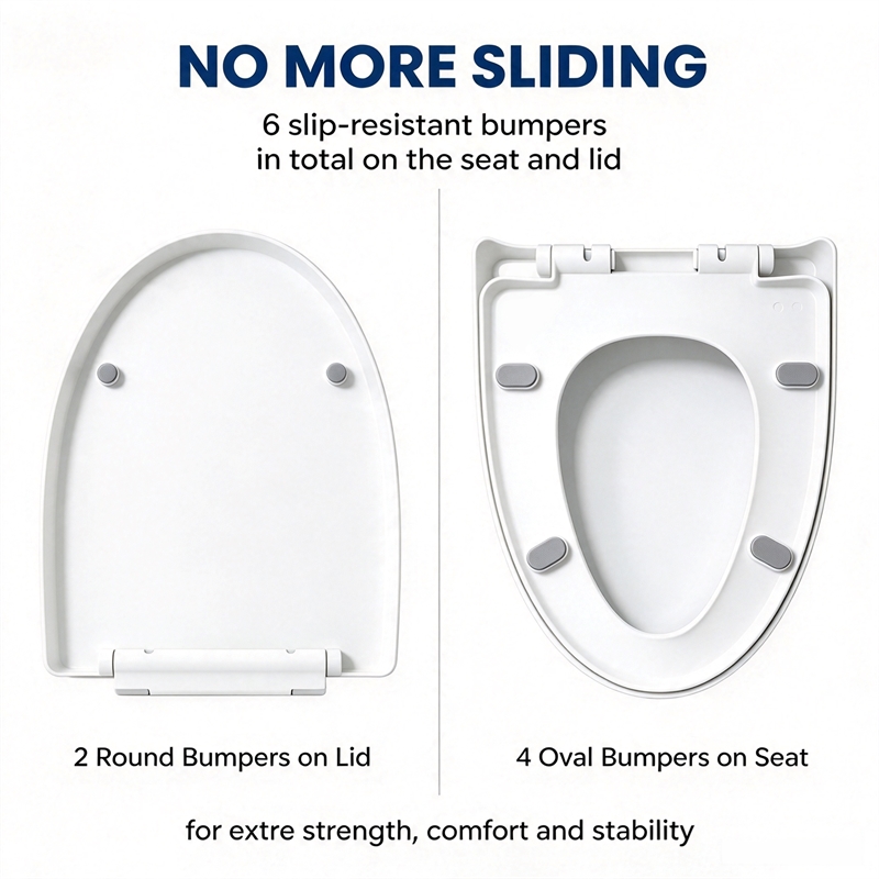White Polypropylene V-Shaped Toilet Seat with Cover 17.44 x 14.76 in
