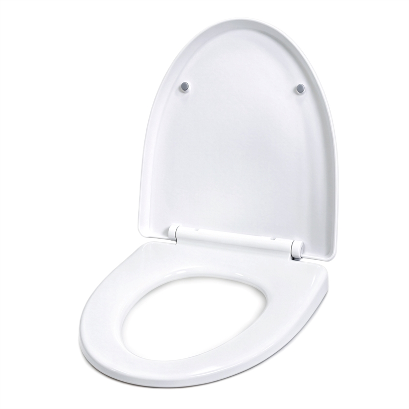 White Polypropylene V-Shaped Toilet Seat with Cover 17.44 x 14.76 in