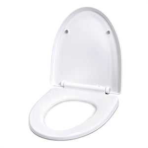 white polypropylene v-shaped toilet seat with cover 17.44 x 14.76 in
