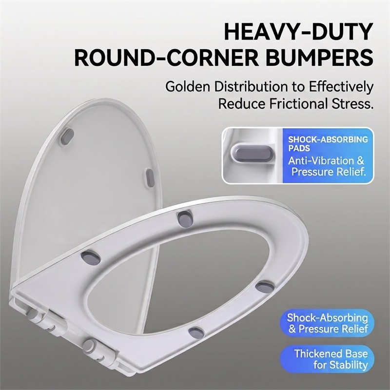 White Polypropylene V-Shaped Toilet Seat with Cover 17.44 x 14.76 in