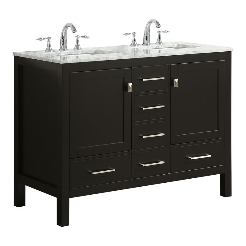 Eviva Aberdeen 48" Double Sink Solid Wood Bathroom Vanity In Espresso ...