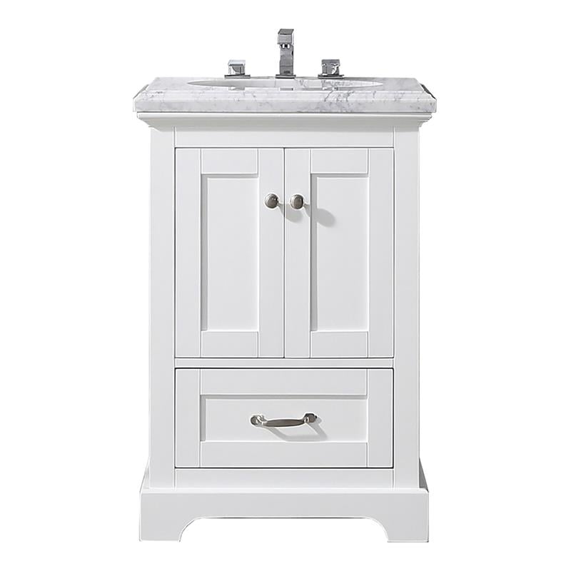 Eviva Houston 24 Solid Wood Bathroom Vanity With Carrara Top In White Evvn525 24wh - 24 White Bathroom Vanity With Black Top