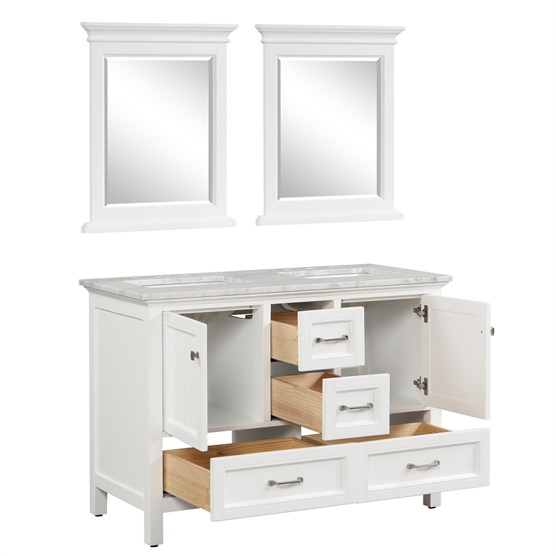 Eviva Britney 48 Inch Double Sink Transitional White Bathroom Vanity Cymax Business 