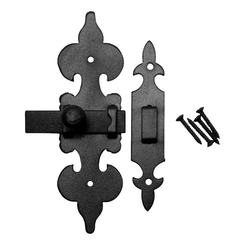 Renovators Supply Door Latch 2 Black Wrought Iron Latch Latch Lock for  Cabinets/Windows w/Screws 