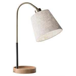 adesso home jeffrey metal table lamp in black and antique brass