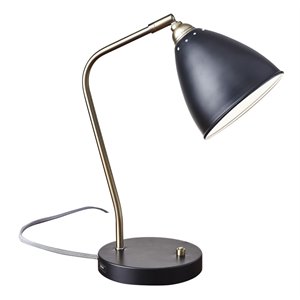 Adesso Home Chelsea Metal Desk Lamp in Antique Brass and Black