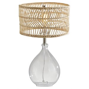 adesso home cuba glass teardrop table lamp in natural