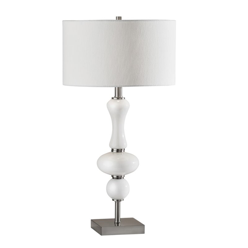 Adesso Home Natalie Glass Table Lamp In, Brushed Steel Glass Table Lamp