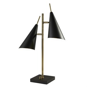 adesso home owen metal table lamp in black and antique brass