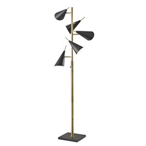 Adesso Home Owen Metal Tree Lamp in Black and Antique Brass