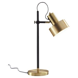 adesso home clayton metal desk lamp in matte black and antique brass