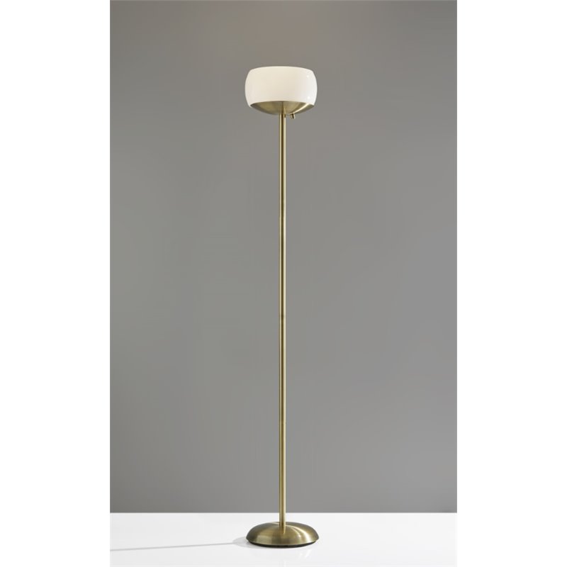 Adesso Home Jessica Metal 300W Torchiere in Antique Brass