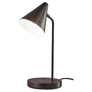 adesso home oliver metal wireless charging desk lamp in matte black