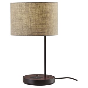 adesso home oliver fabric wireless charging table lamp in matte black