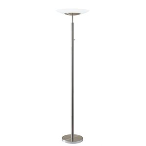 adesso home stellar metal led torchiere in brushed steel