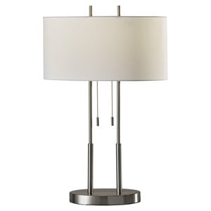 Adesso Home Duet Metal Table Lamp in Brushed Steel