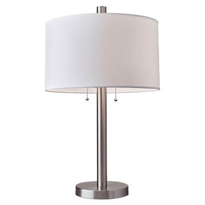 adesso home boulevard metal table lamp in brushed steel