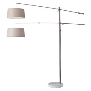 adesso home manhattan metal 2 arm arc lamp in brushed steel