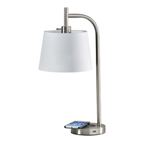adesso home drake metal adessocharge table lamp in brushed steel