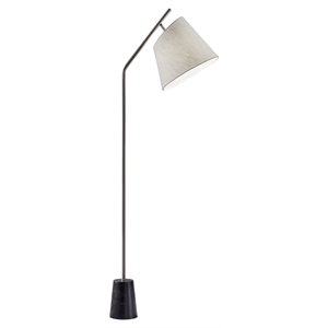 adesso home dempsey marble floor lamp in brushed steel
