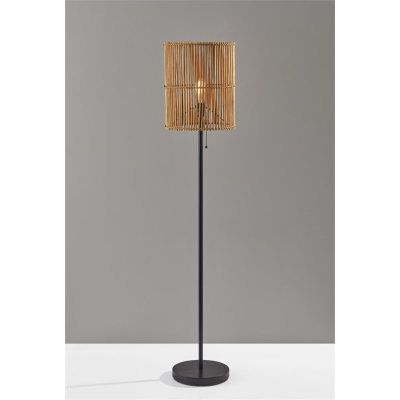 rattan floor standing lamp