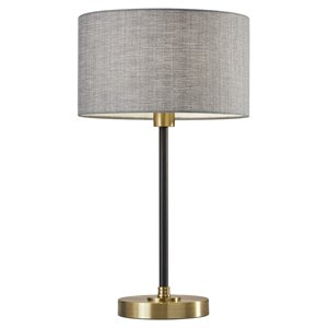 adesso home bergen metal table lamp in black and antique brass