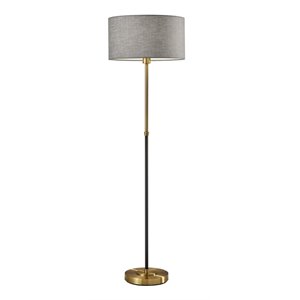 adesso home bergen metal floor lamp in black and antique brass