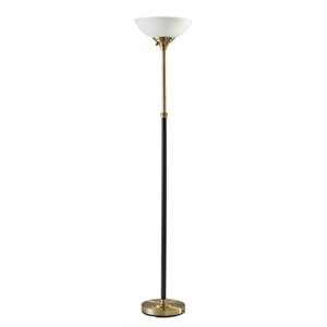 adesso home bergen metal 300w torchiere in black and antique brass