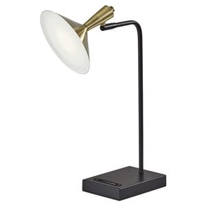 adesso home lucas metal led desk lamp in black and antique brass