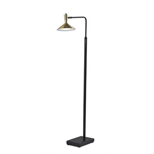 adesso home lucas metal led floor lamp in black and antique brass