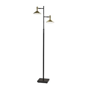 adesso home lucas metal led tree lamp in black and antique brass