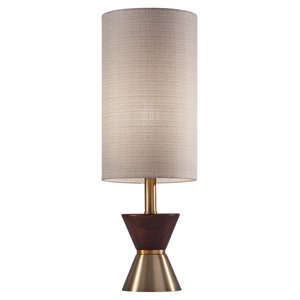 adesso home carmen wood table lamp in antique brass and walnut
