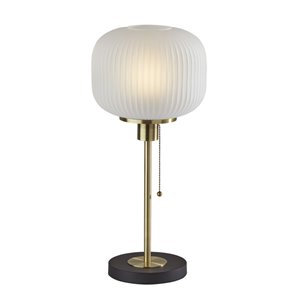 adesso home hazel glass table lamp in antique brass