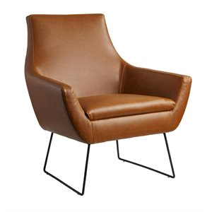 Adesso Home Kendrick Faux Leather Accent Chair in Camel Brown