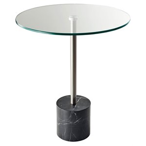 Adesso Home Blythe Marble End Table in Brushed Steel