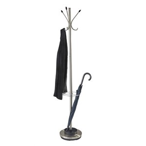 adesso home umbrella stand coat rack in brushed steel