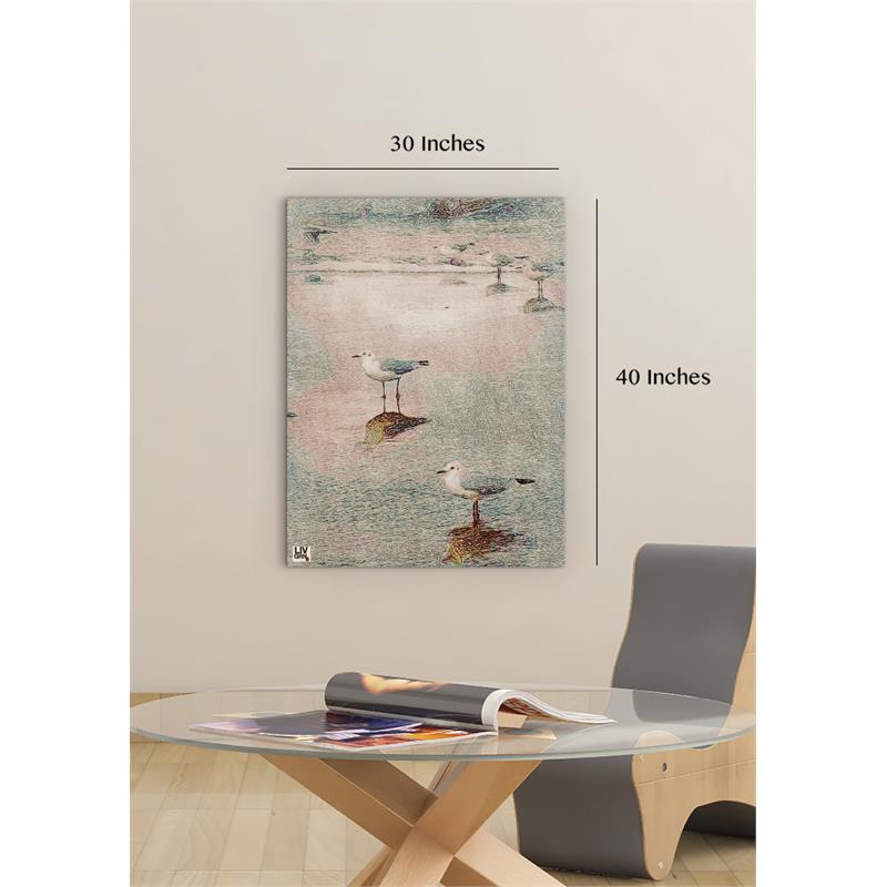 60-x-40-seagulls-premium-stretched-canvas-by-amrita-sen-in-white