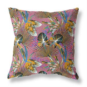 plant illusion broadcloth blown and closed pillow in gold black 18x18