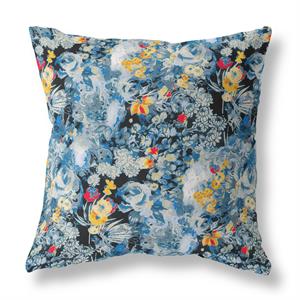 sea garden rose broadcloth blown and closed pillow in black 16 x 16