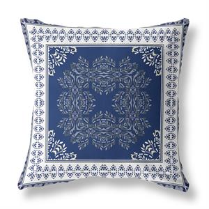 window wreath palace broadcloth fabric blown and closed pillow - indigo white