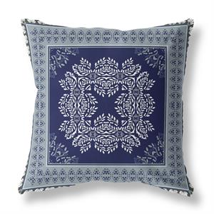 window wreath palace broadcloth fabric blown and closed pillow - indigo gray