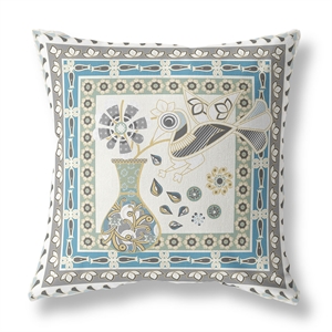 love your vase peacock broadcloth blown and closed pillow - off white fabric