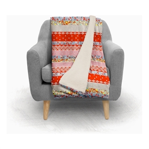 Amrita Sen Tapestry Reverse Wool Sherpa Blanket 30x40 Indoor Outdoor Beige Red