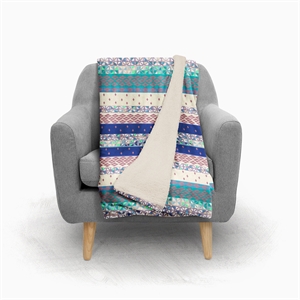 Amrita Sen Tapestry Reverse Wool Sherpa Blanket 50x60 Indoor Outdoor Beige Blue