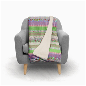 Amrita Sen Tapestry Reverse Wool Sherpa Blanket 30x40 Indoor Outdoor Green Beige