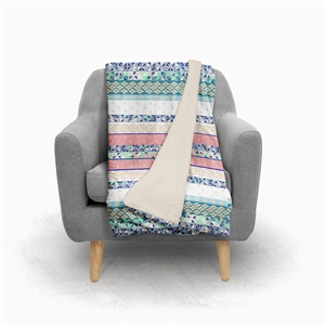 Amrita Sen Tapestry Reverse Wool Sherpa Blanket 30x40 Indoor Outdoor Green Pink