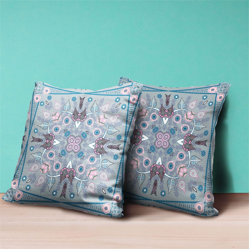 Set 4 Paisley Throw Pillows 18x18 Gray With a Hint of Green 