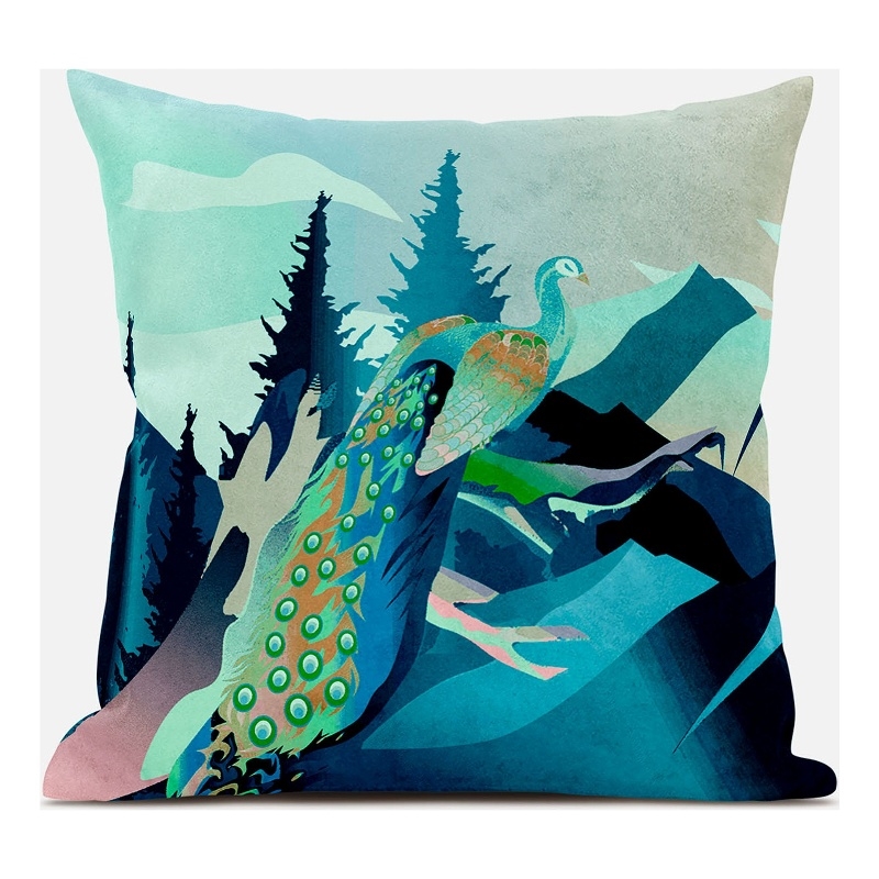 Sankara Peacock Blue Silk Throw Pillow 18x18 - Pillow Decor