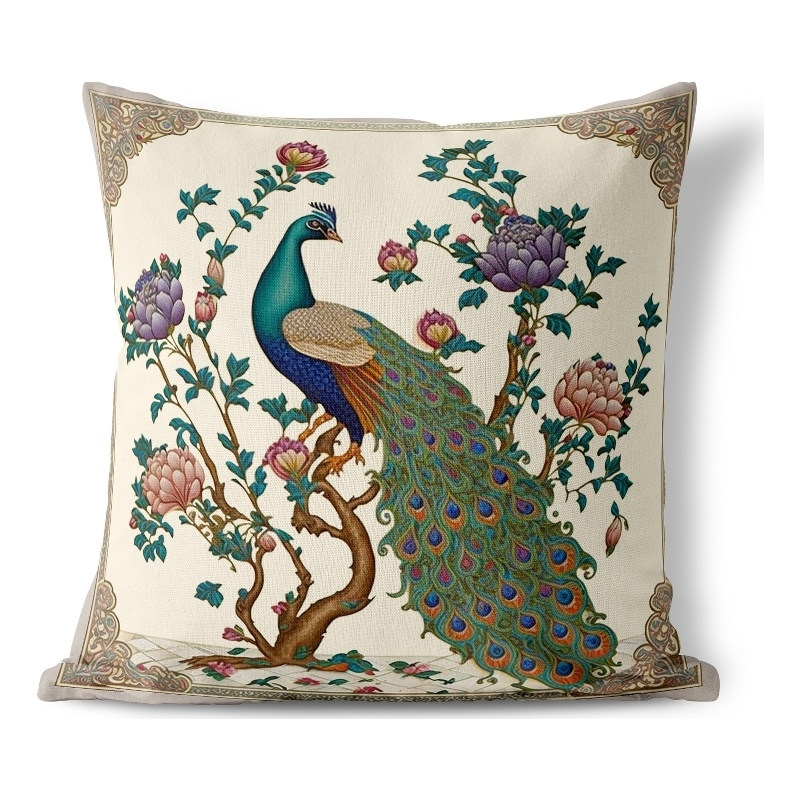 Lavish Peacock Indoor Outdoor Premium Broadcloth Fabric Pillow in