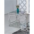 Best Master Furniture Abigail Glass and Stainless Steel Base End Table in Silver